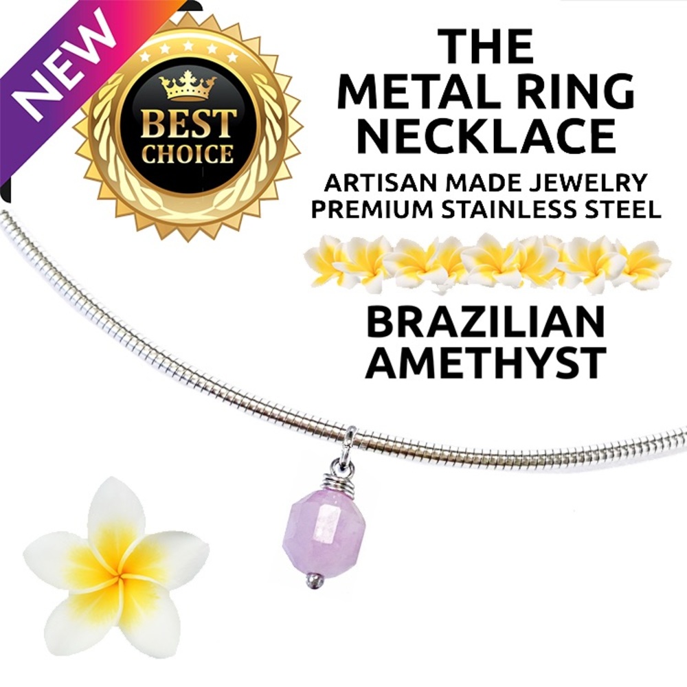 Island Sunset Artisan The Metal Ring Necklace-BRAZILIAN LAVENDER AMETHYST
